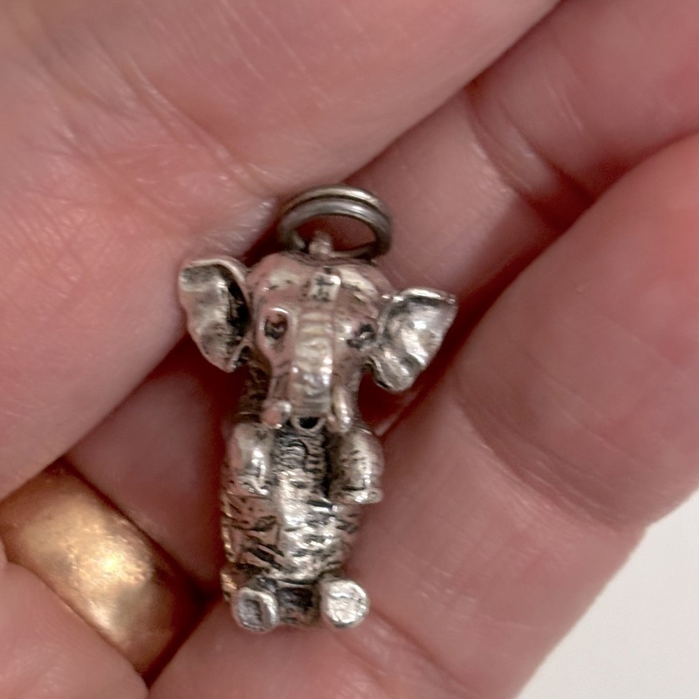 Sterling Silver Solid Heavy Elephant Pendant - image 1